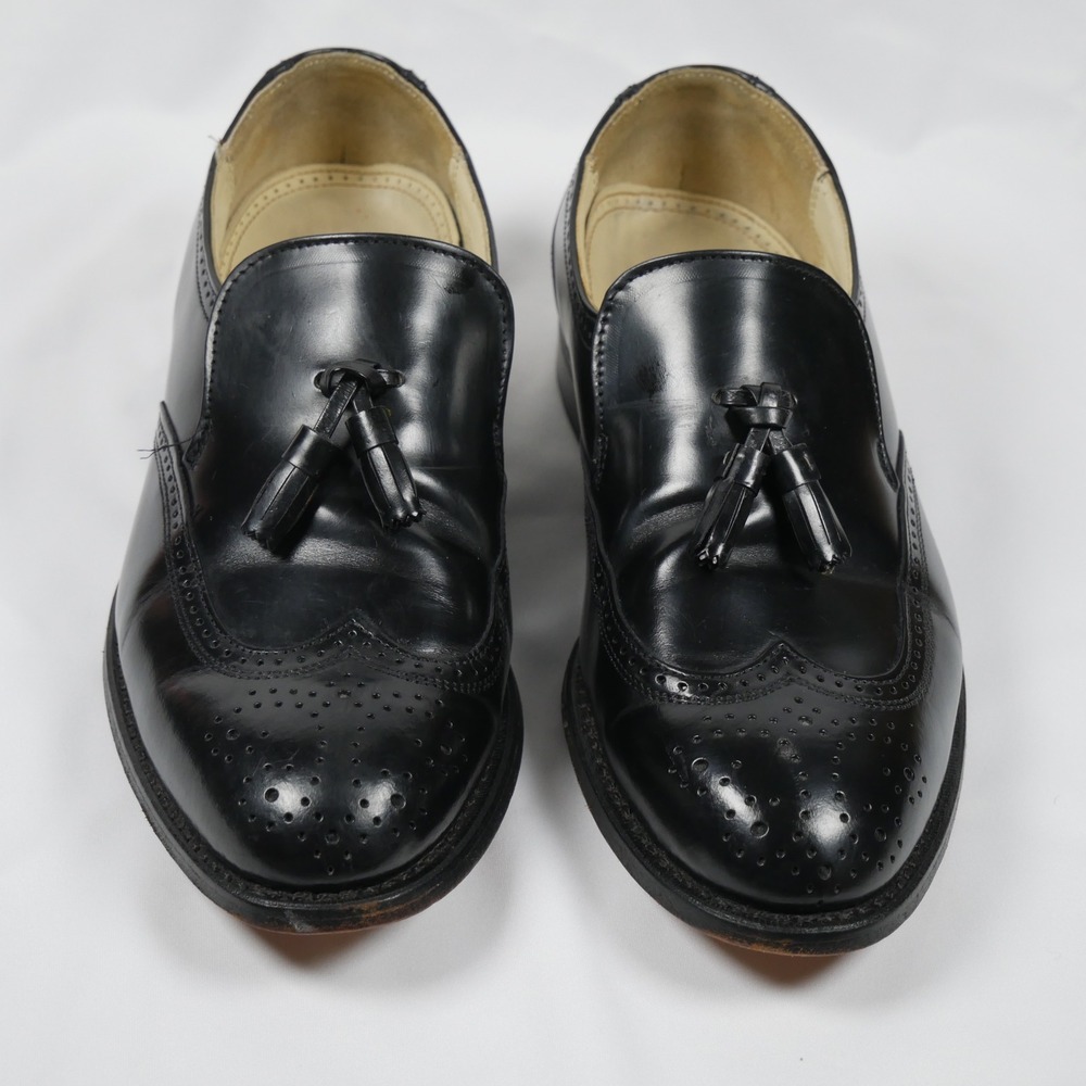 Stafford Executive Men 8D Black Leather Tassel Wingtip Loafers Made in USA 32891